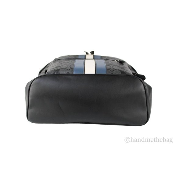 NWT Coach Men's West Signature Denim Chalk Varsity Stripe Coated Canvas Backpack - Picture 9 of 11